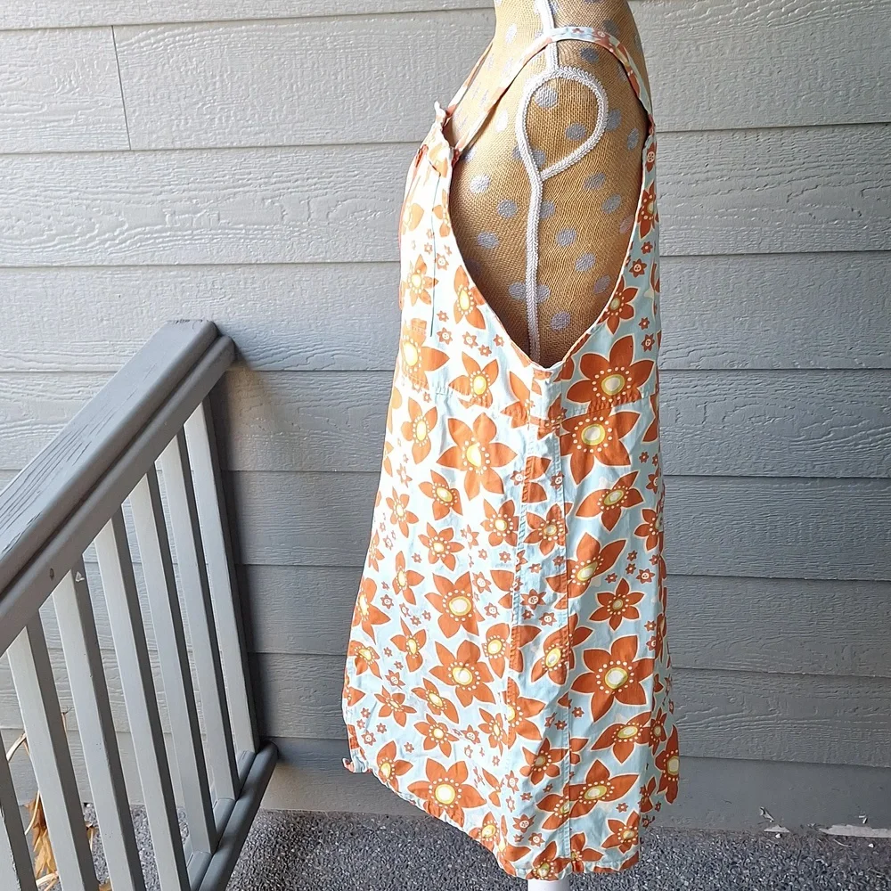 Vintage 70s Floral Cotton Overall Hippie Dress Whimsical Colorful L/XL - Picture 6 of 11